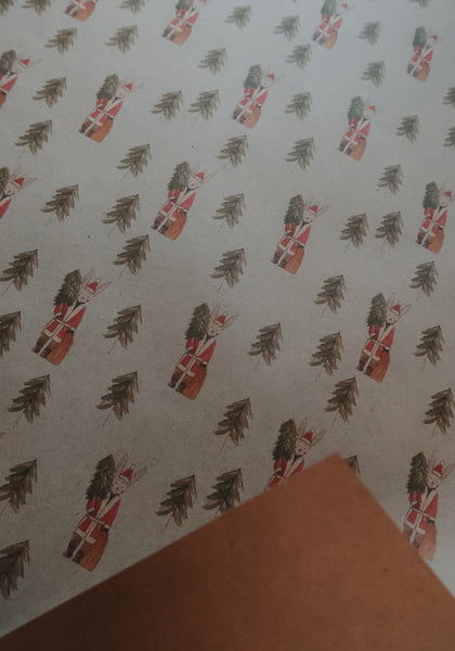 BUNNY WITH TREE kraft wrapping paper