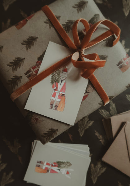 Winter bunny with a tree/small flat card