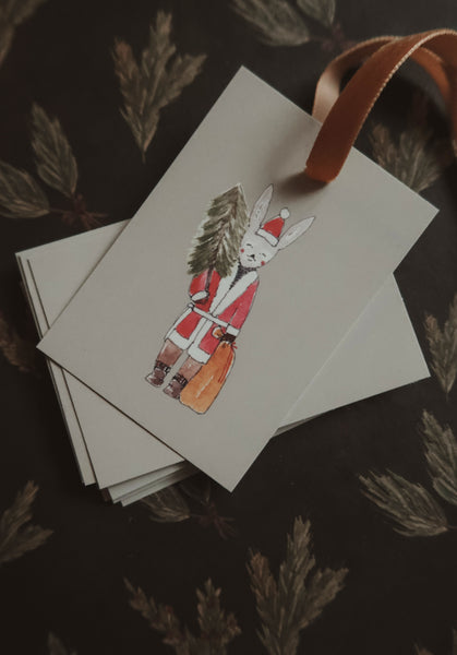 Winter bunny with a tree/small flat card
