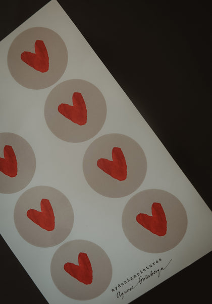Red hearts sticker set