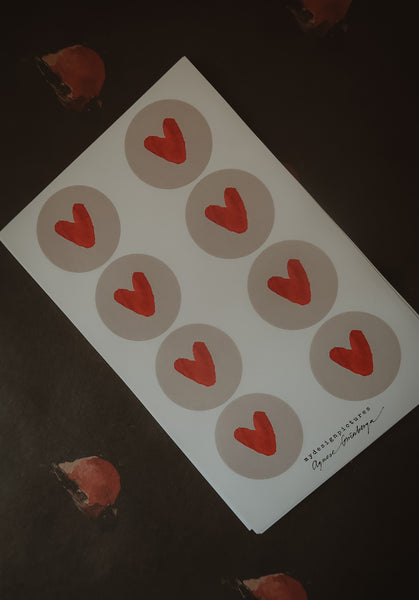 Red hearts sticker set