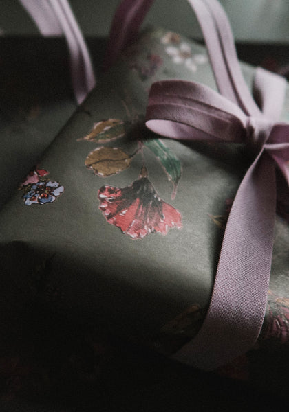 Flowers on dark grey wrapping paper