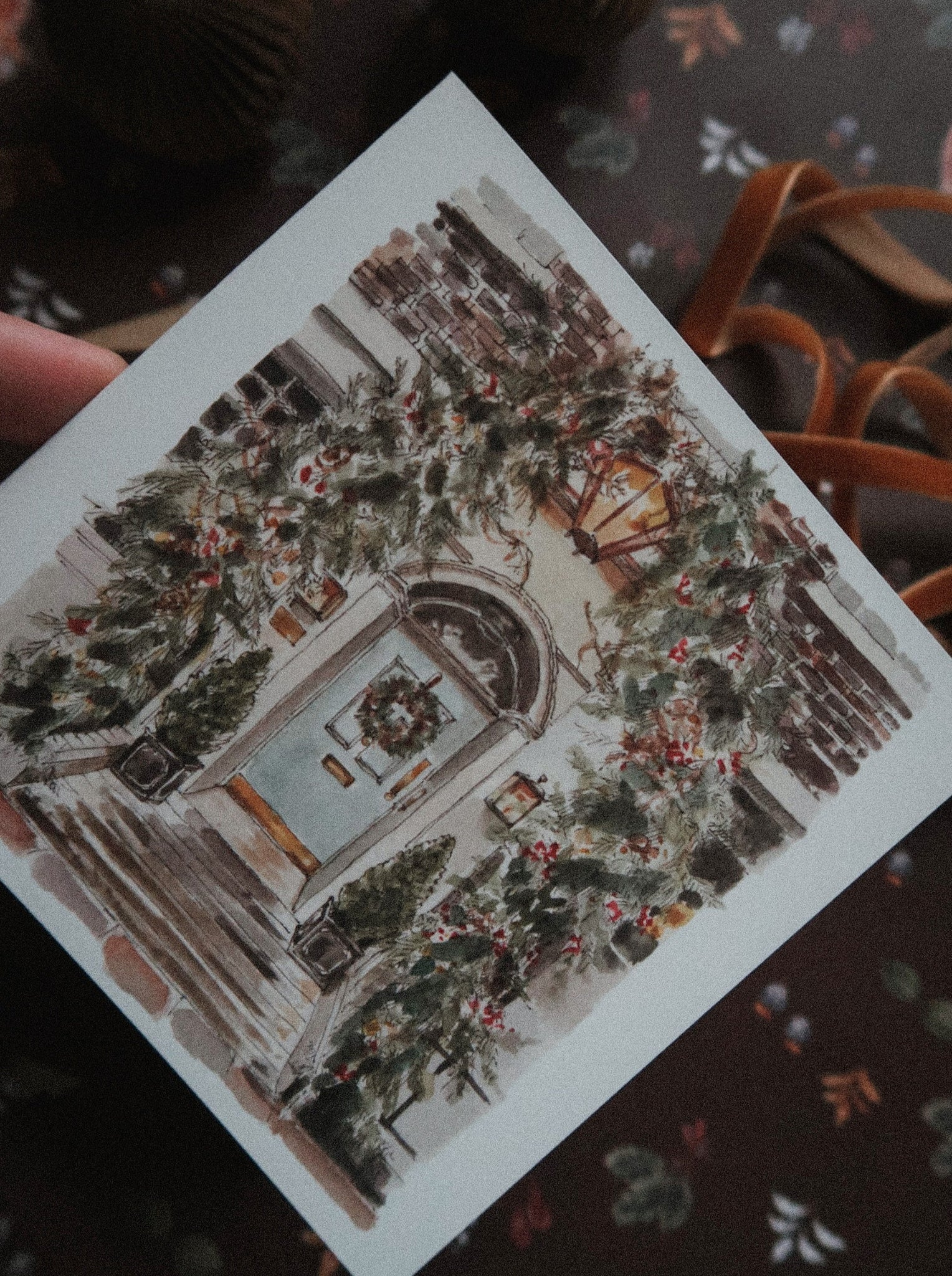 Christmas door, folded card