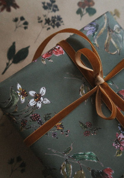 Flowers on dark grey wrapping paper