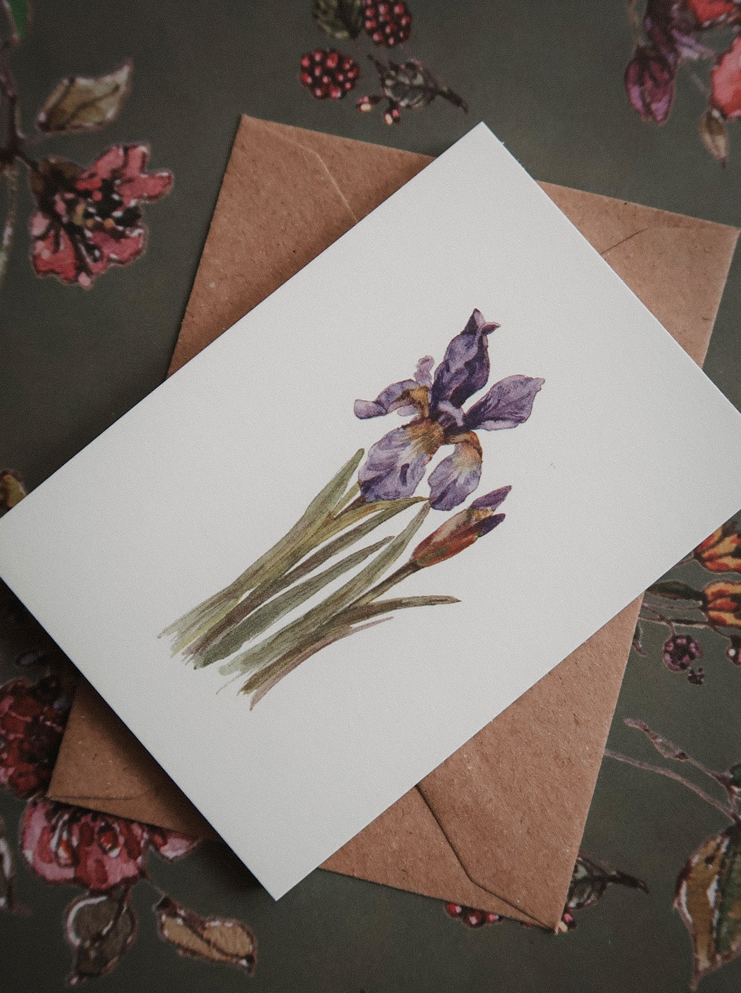 Blue iris card, small flat card