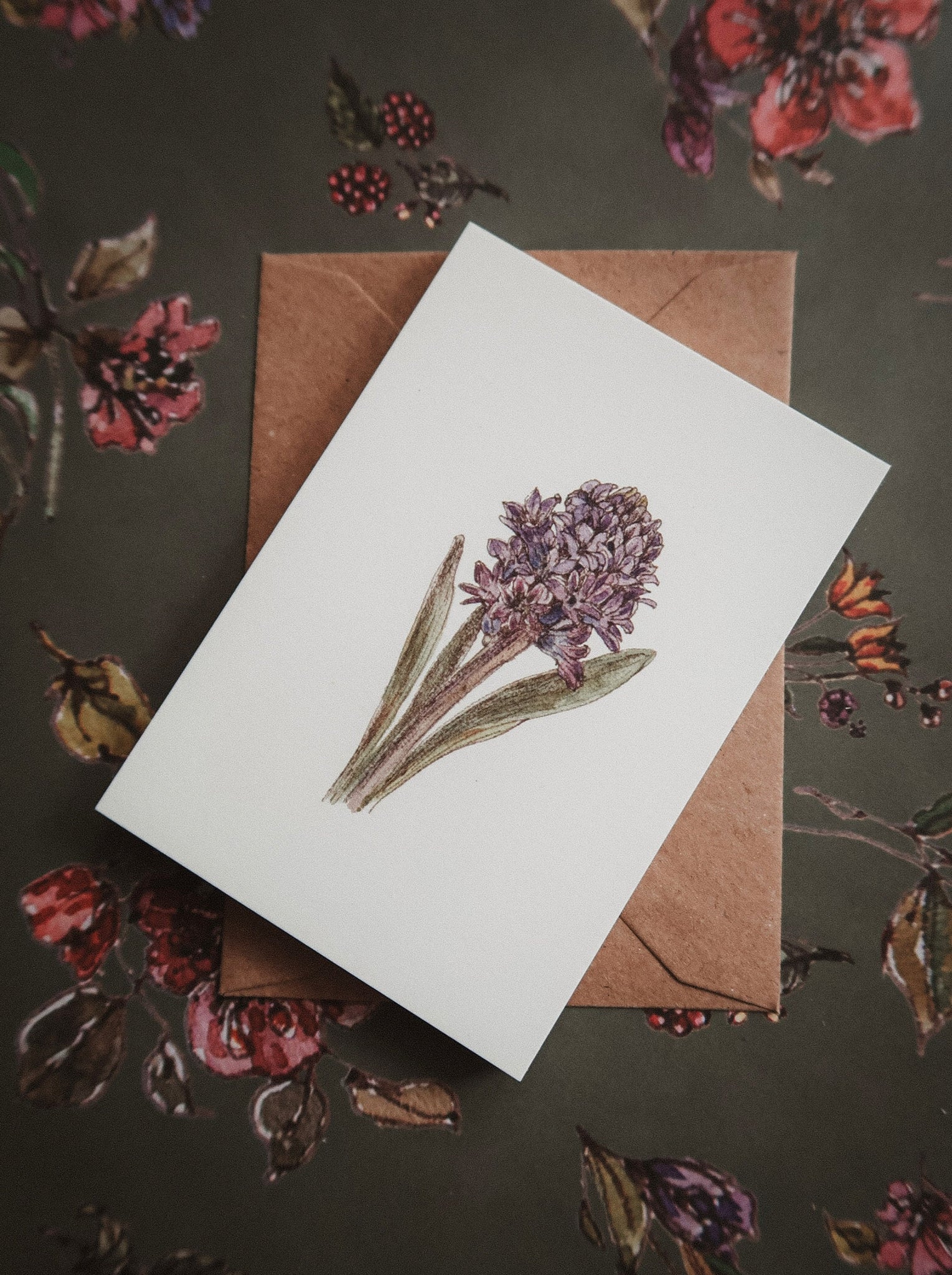 Blue hyacinth card, small flat card