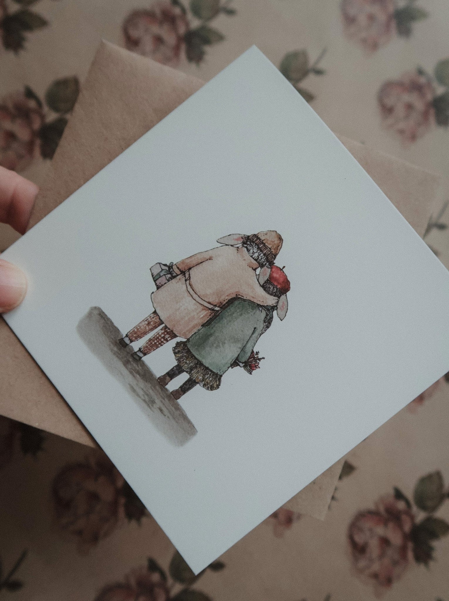 Romantic couple, folded card