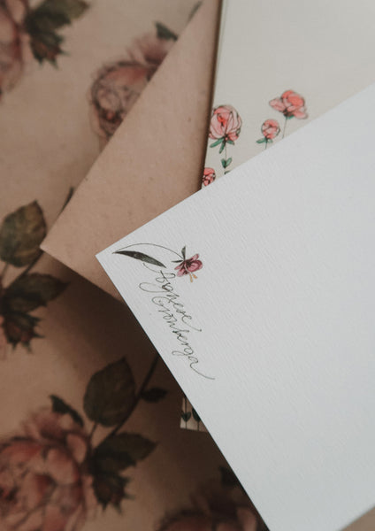 Small pink roses, postcard