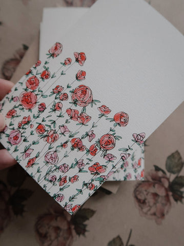 Small pink roses, postcard