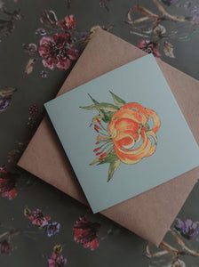 Yellow lily on light blue small flat card