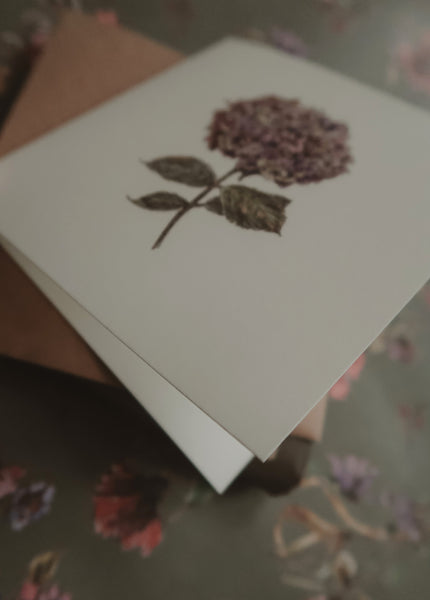 Purple hydrangea, folded card