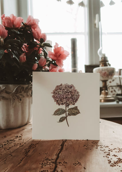 Purple hydrangea, folded card