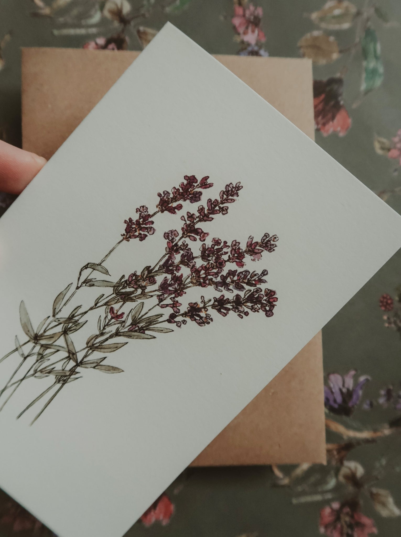 Lavender card, folded card