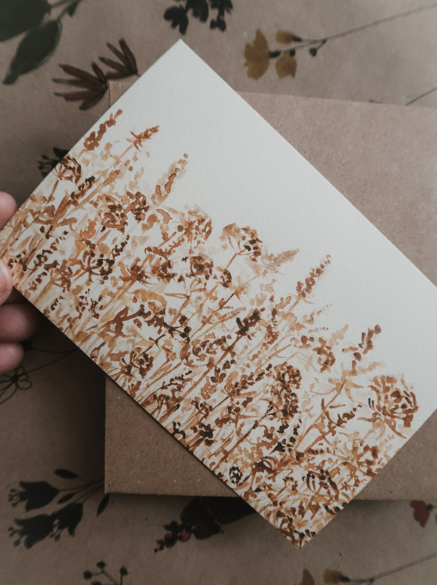 Rustic brown meadow, postcard