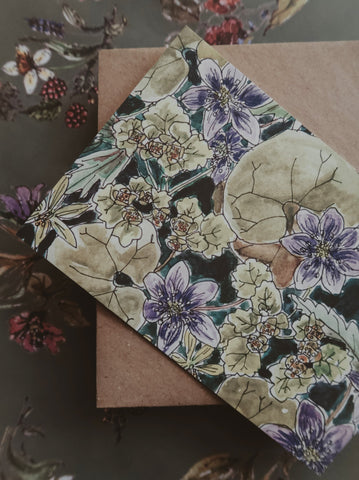 Blue anemones, postcard