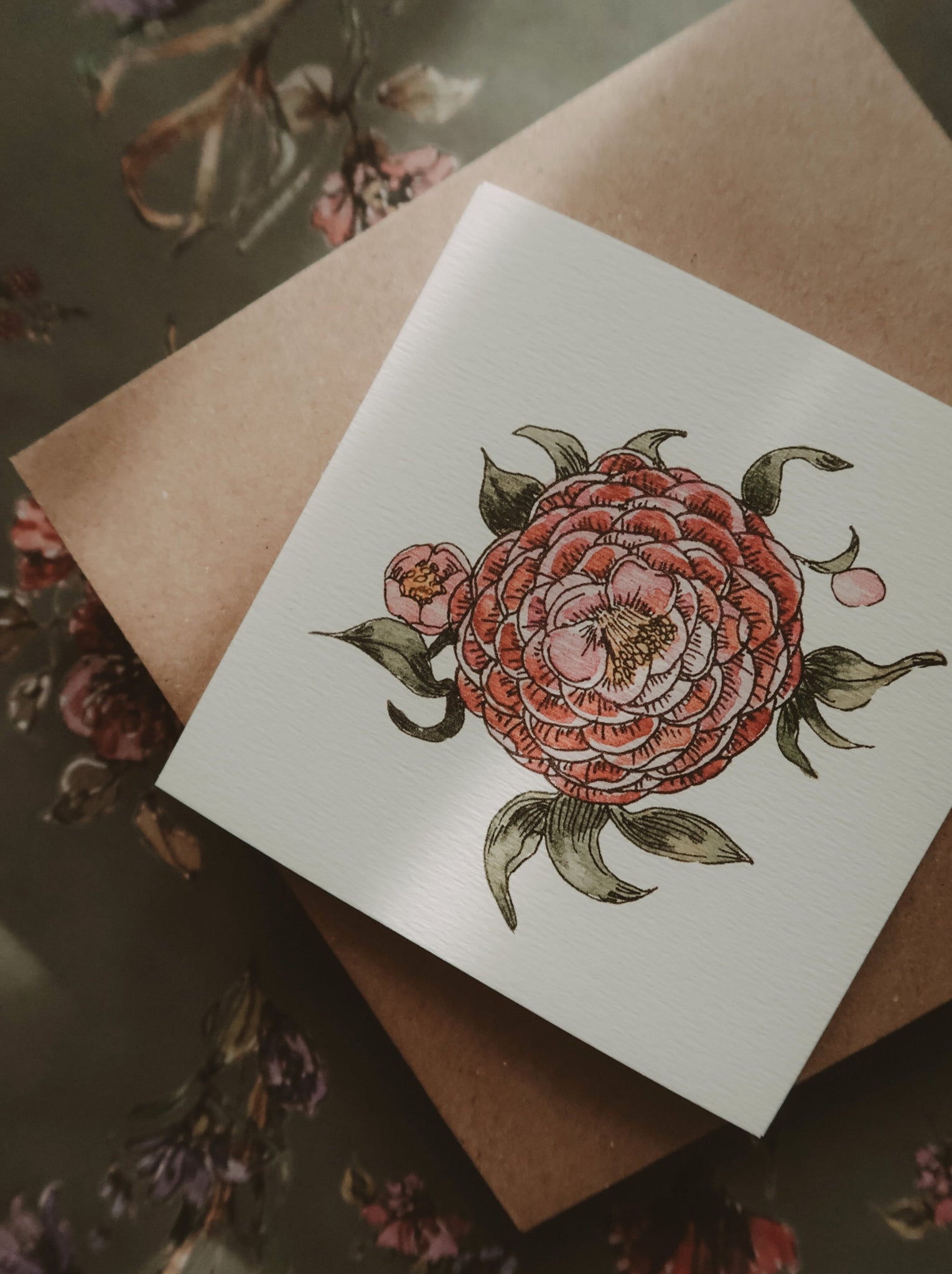 Pink flower small flat card