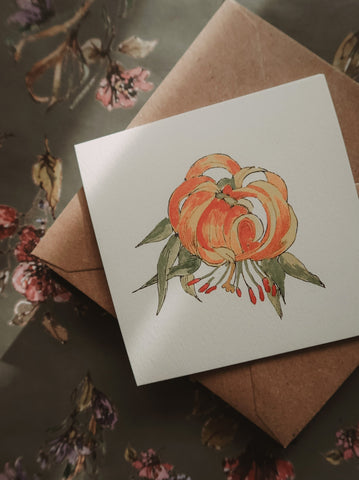 Yellow lily small flat card