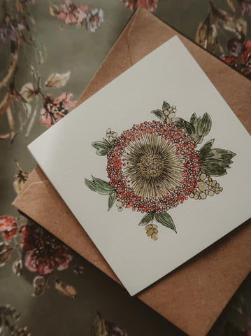 Green flower small flat card