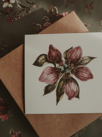 Purple flower small flat card