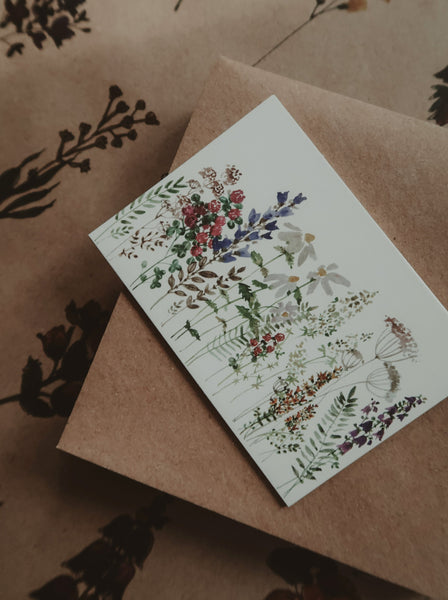 Rustic flowers, small flat card