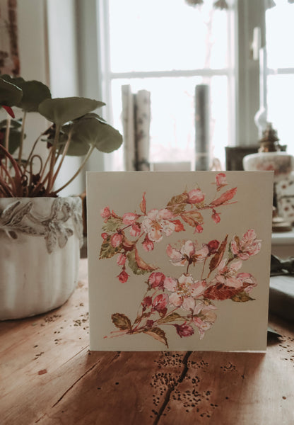 Pink plum blossom card, folded card