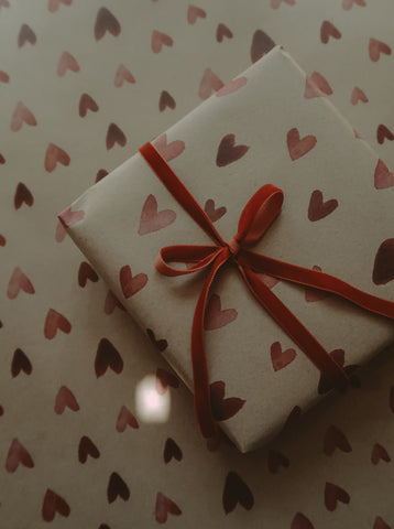 RED HEARTS kraft wrapping paper