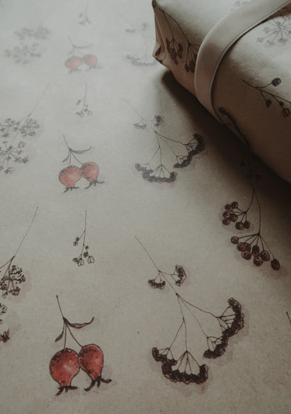 Floral kraft wrapping paper