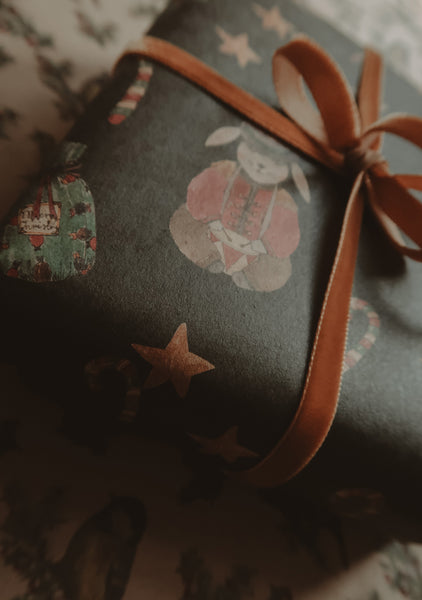 Christmas bunny kraft wrapping paper