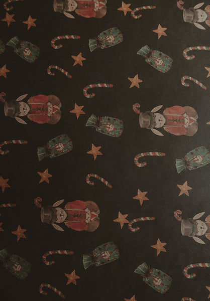 Christmas bunny kraft wrapping paper