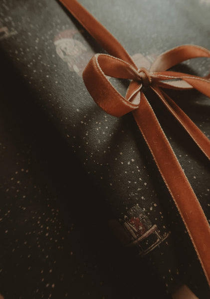 Bunny with sled kraft wrapping paper