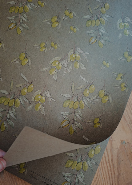 SET OF 3 pieces OLIVES kraft wrapping paper