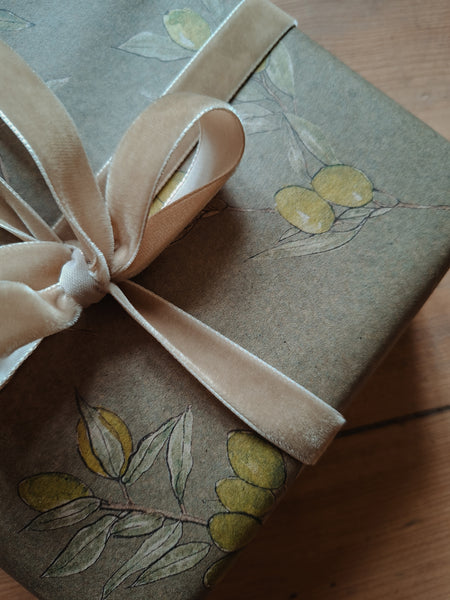 SET OF 3 pieces OLIVES kraft wrapping paper