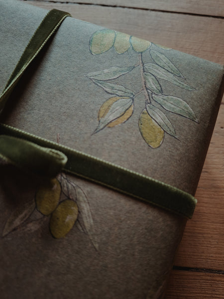 SET OF 3 pieces OLIVES kraft wrapping paper