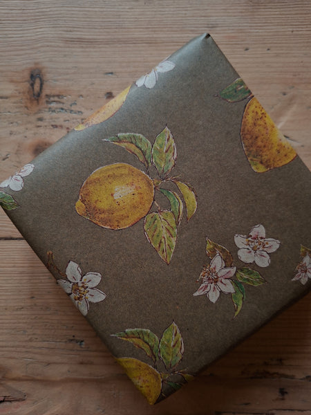 SET OF 3 pieces LEMONS kraft wrapping paper