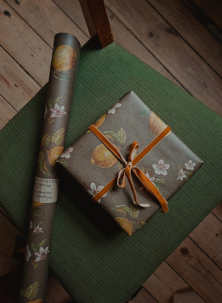 SET OF 3 pieces LEMONS kraft wrapping paper