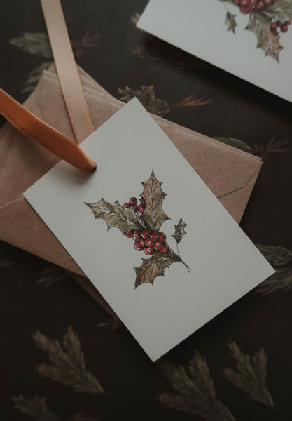 Winter floral/small flat card