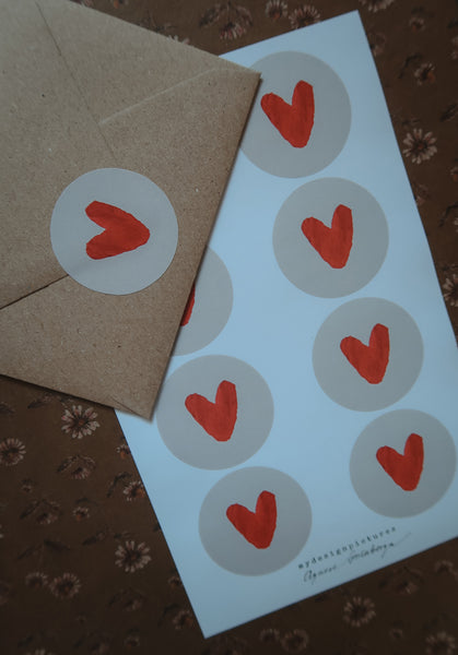 Red hearts sticker set