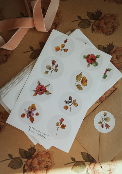 8 different florals sticker set