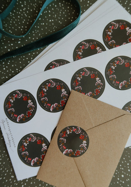 Floral wreath sticker set