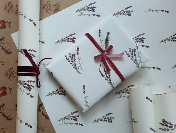 SET OF 3 pieces LAVANDER pure white wrapping paper