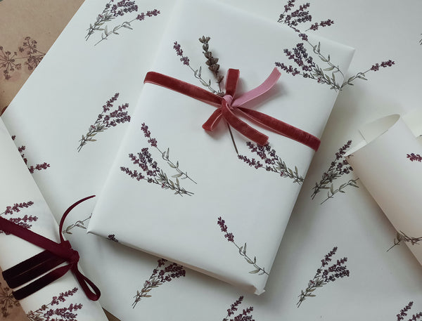 SET OF 3 pieces LAVANDER pure white wrapping paper