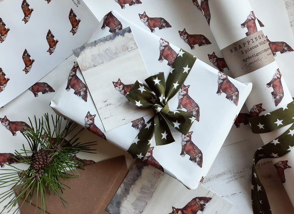 Fox in a winter landscape/small flat card