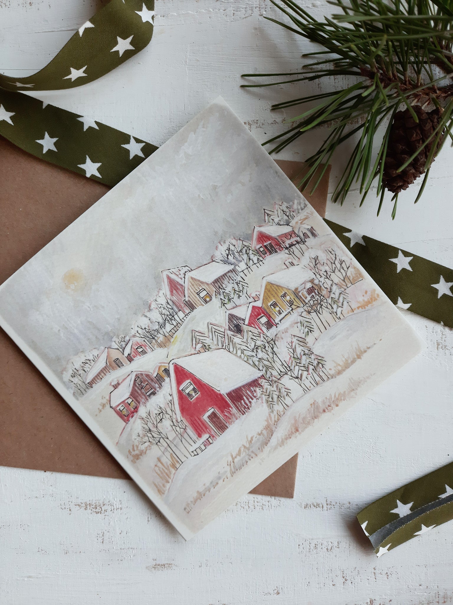 Winter landscape, folded card