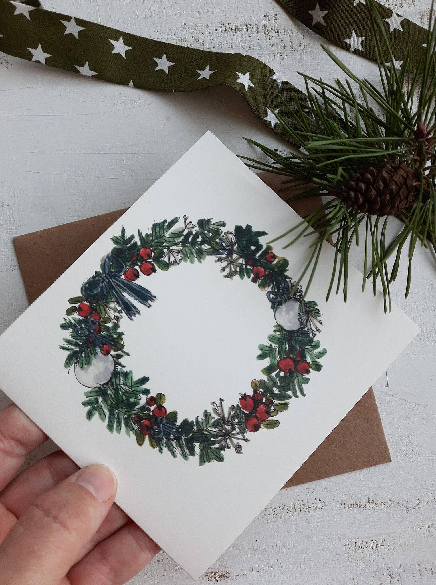 Christmas wreath, folded card