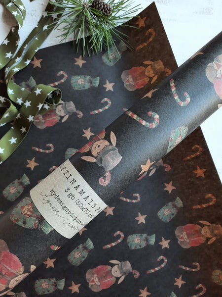 Christmas bunny kraft wrapping paper