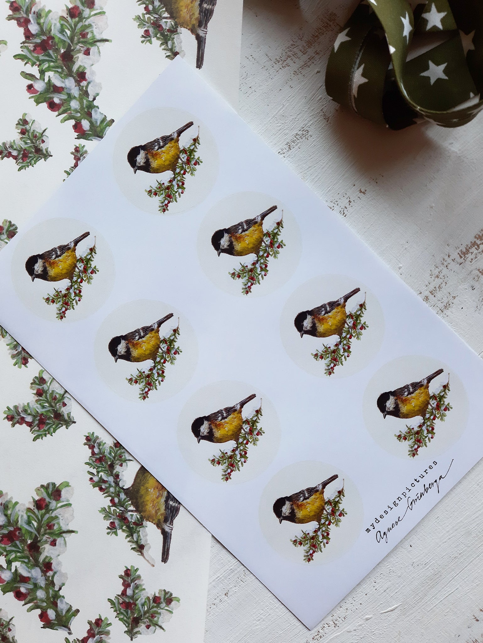 Tit birds sticker set