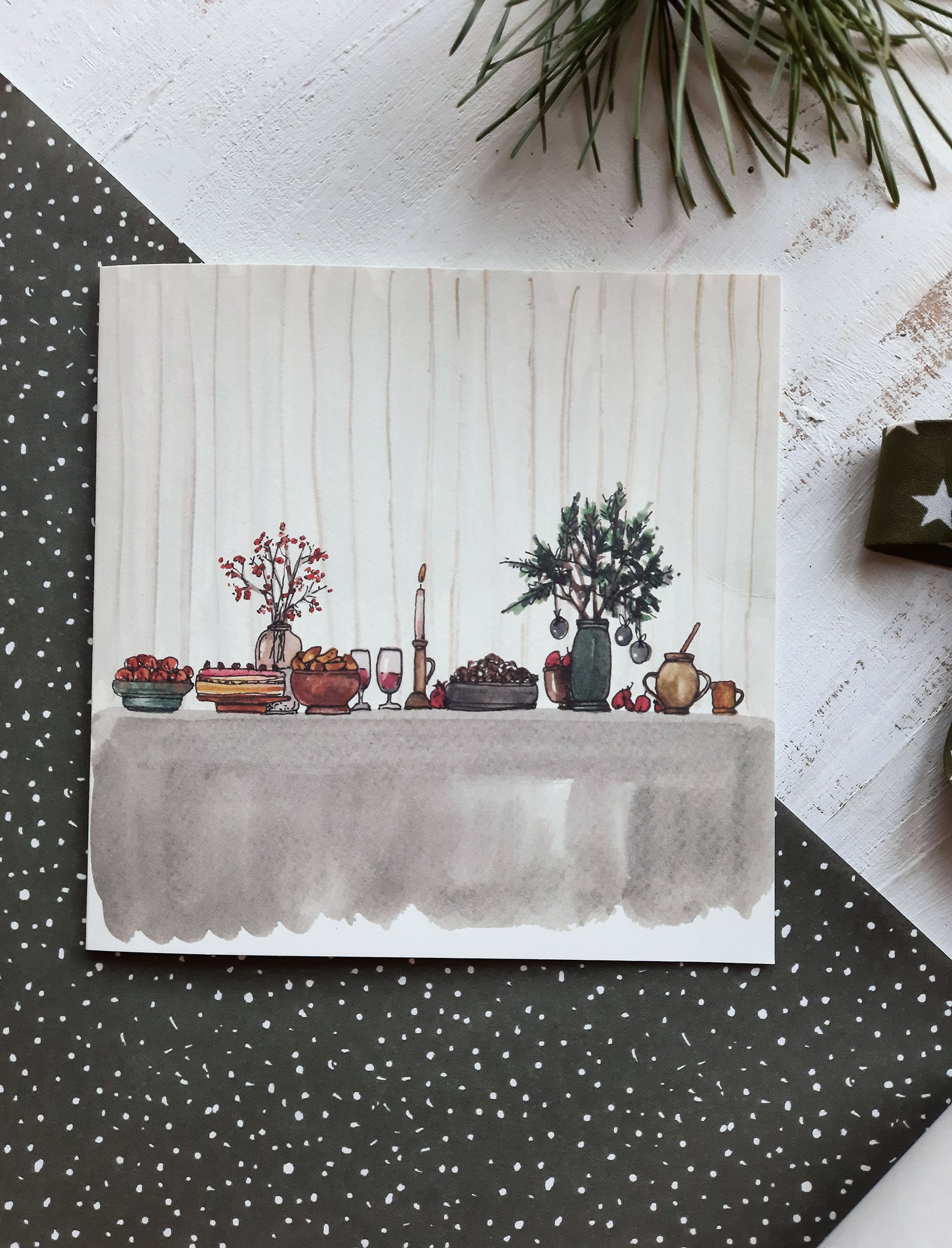 Christmas table, folded card