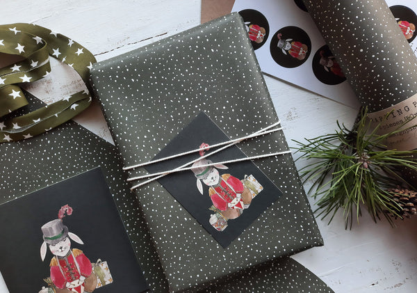 SET OF 3 pieces SNOWING wrapping paper