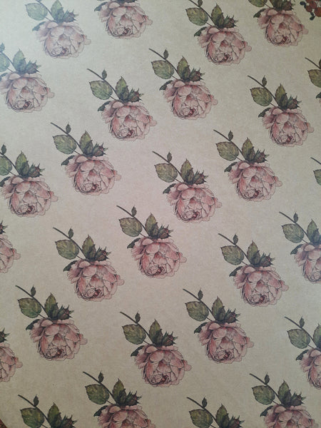 Vintage rose kraft wrapping paper