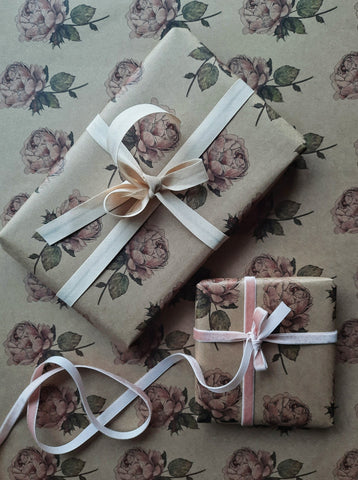 Vintage rose kraft wrapping paper